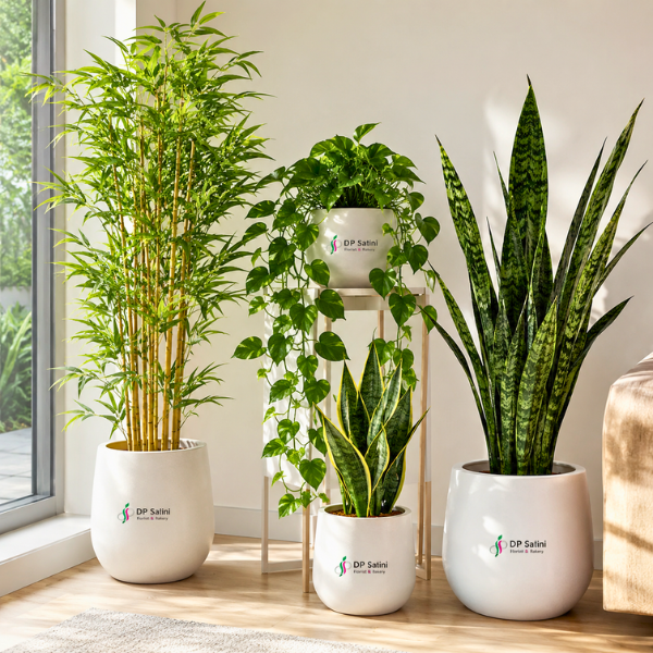 Artificial Bamboo, Money Plant, and Snake Plant Styles
