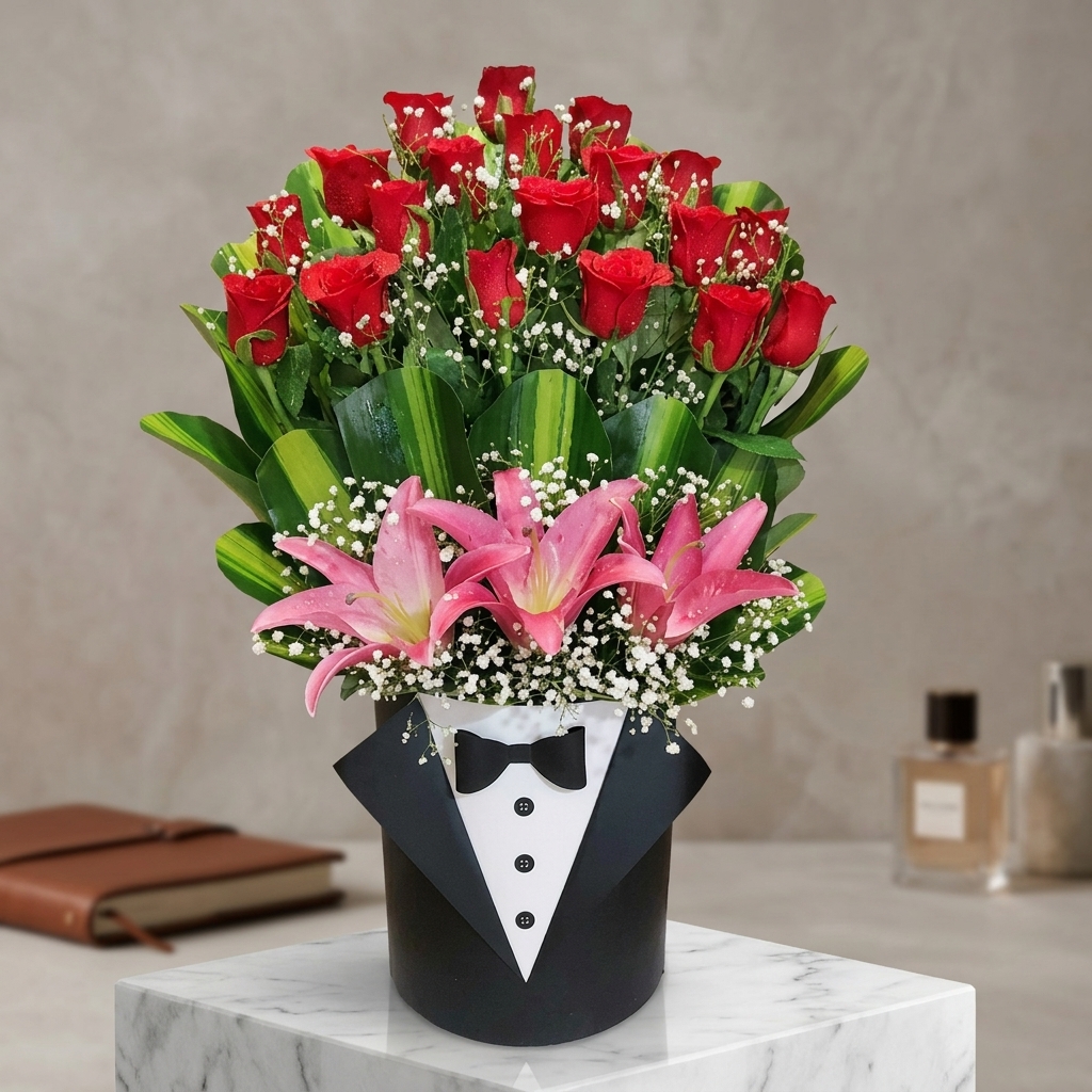 Tuxedo box of Mix Flowers Tuxedo box of Mix Flowers