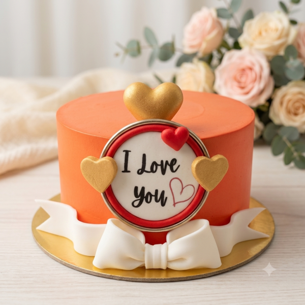Golden Heart Romantic Celebration Cake